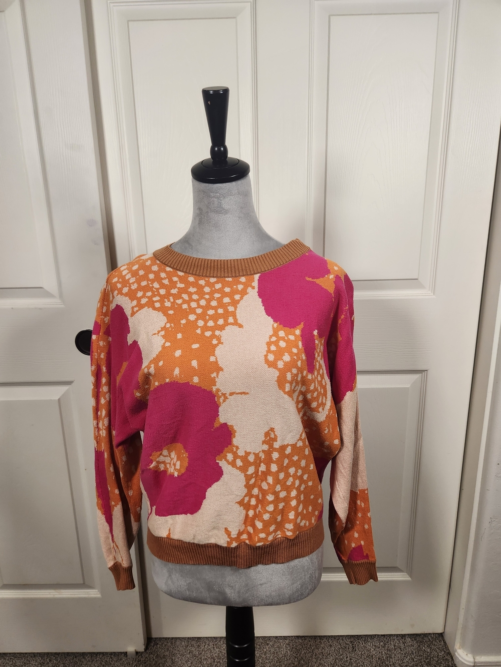 Fate Pink, Orange & Cream Floral Crewneck Sweater